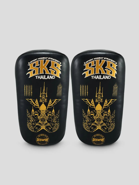 SKS Black 'Leather' Curved Sak Yant Kick Pad