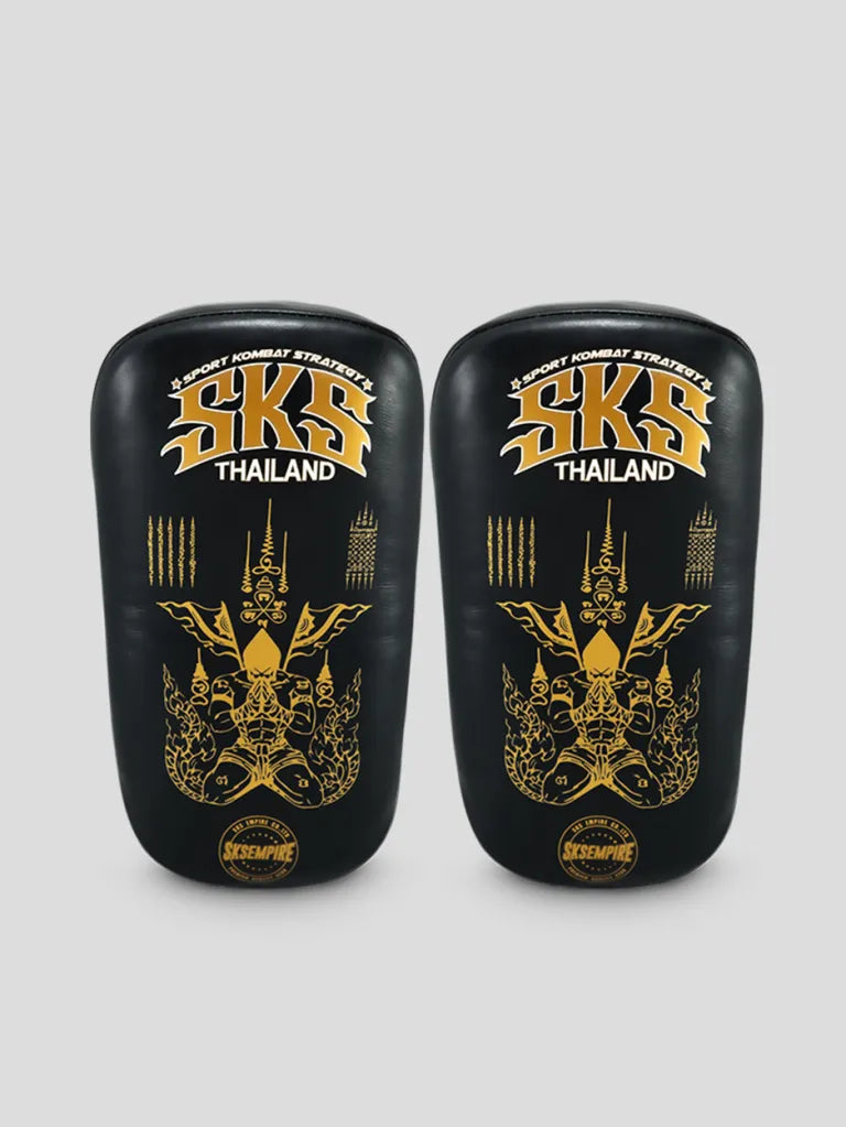 SKS Black 'Leather' Curved Sak Yant Kick Pad