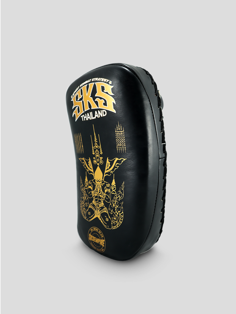 SKS Black 'Leather' Curved Sak Yant Kick Pad