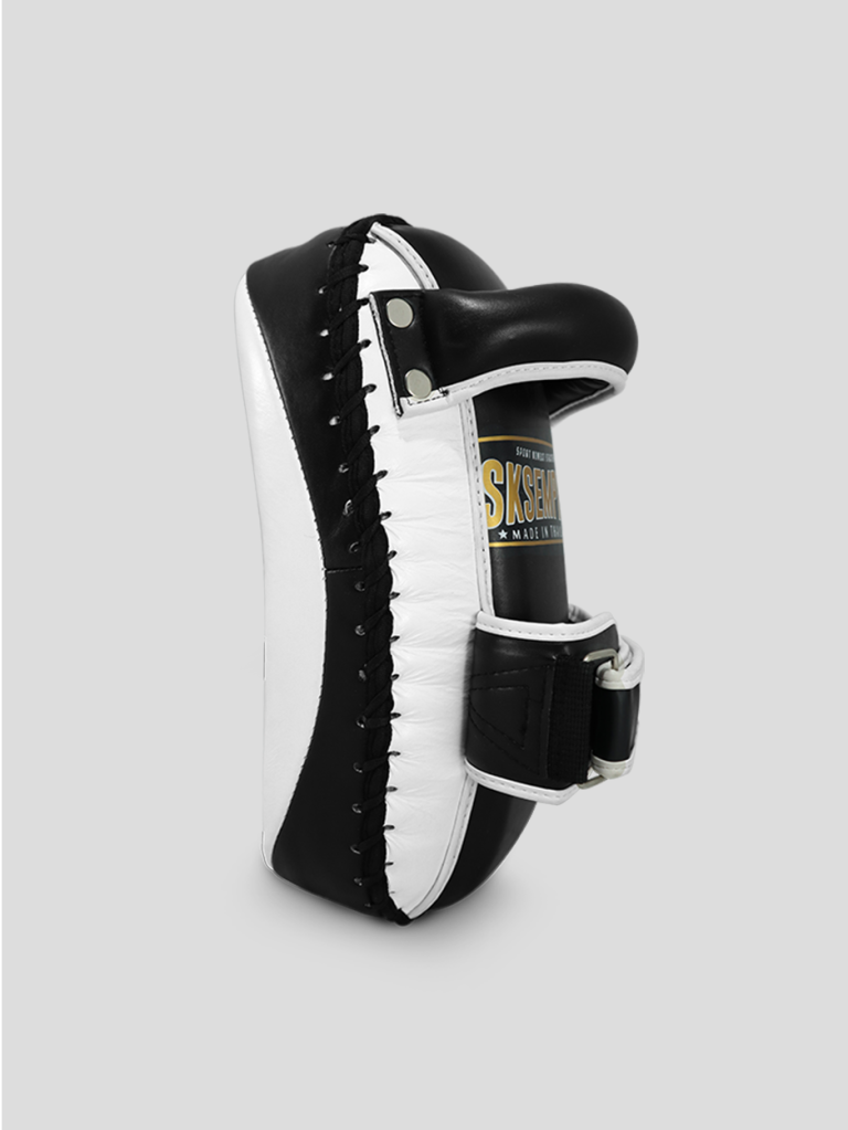 SKS White 'Leather' Curved Sak Yant Kick Pad