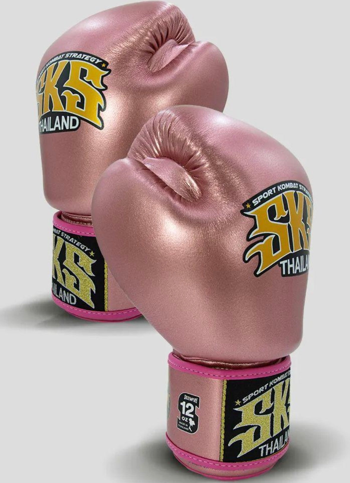 SKS Metallic Pink velcro boxing gloves