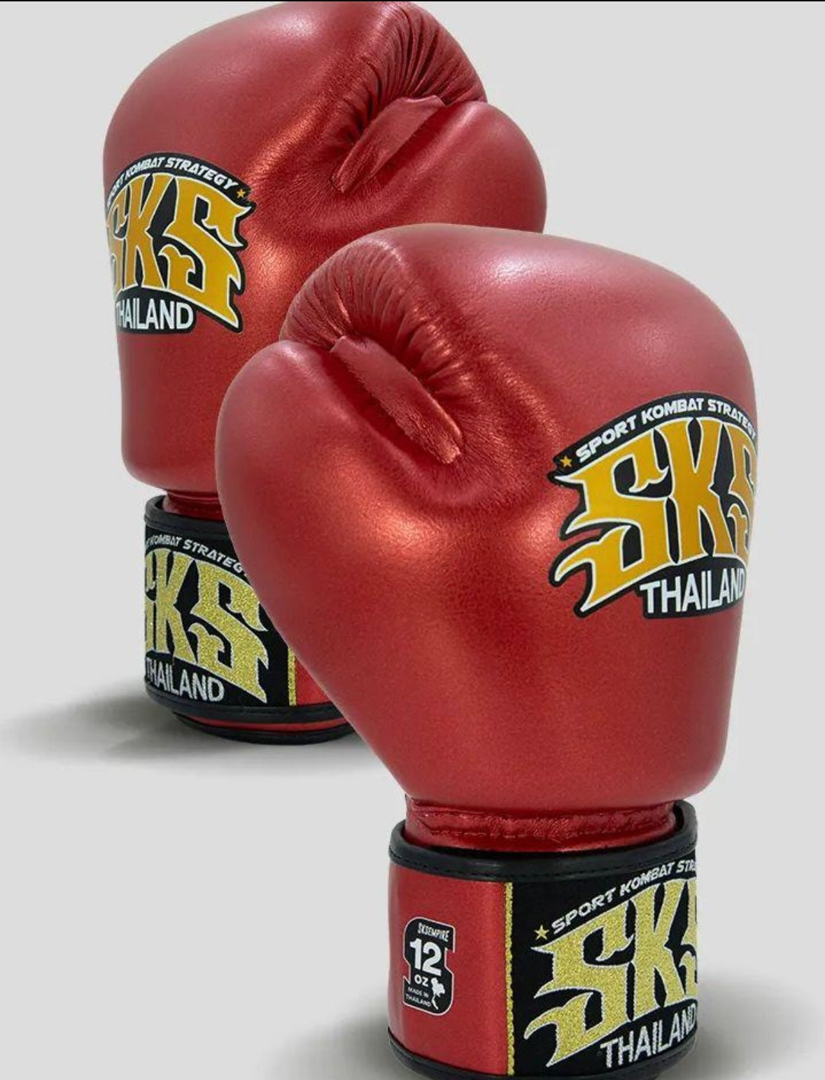 SKS Metallic Red Velcro  Boxing Gloves