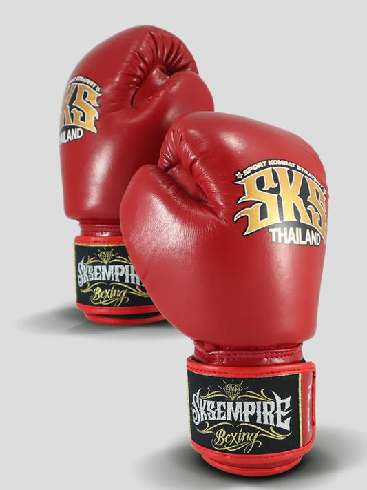 SKS Velcro Red Leather Boxing Gloves