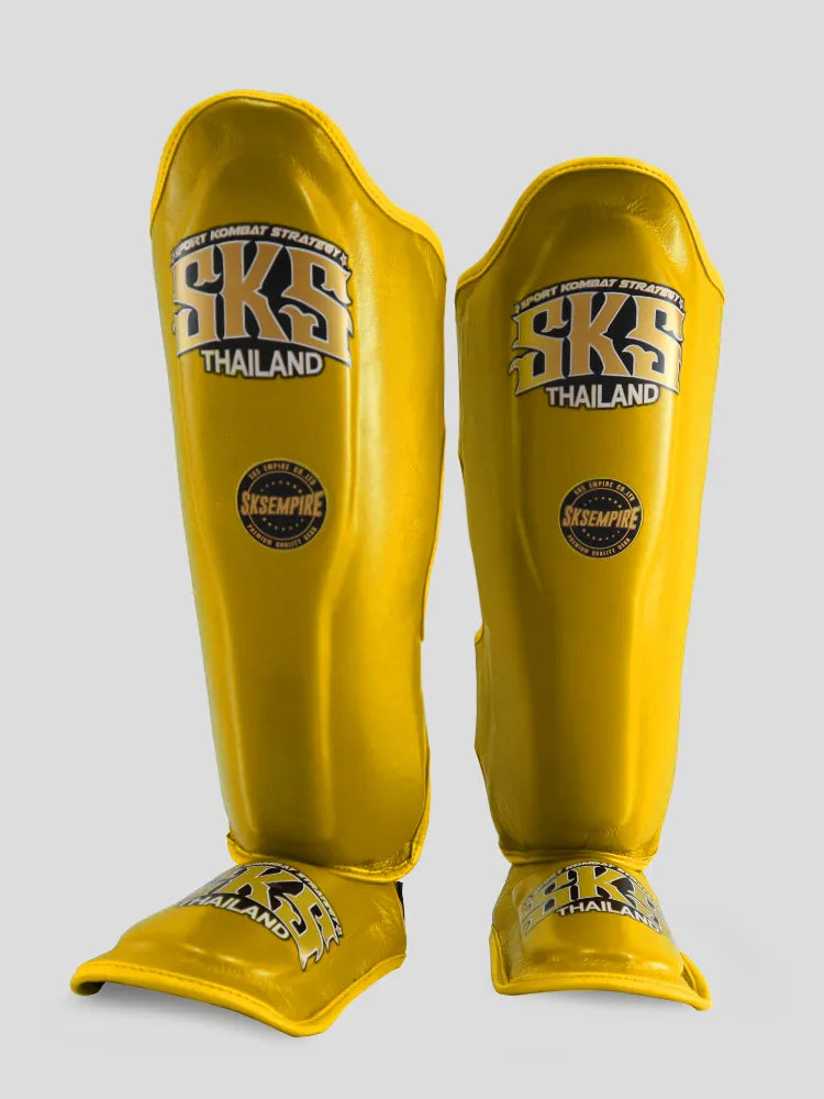 SKS Yellow Synthetic Leather Shinguard