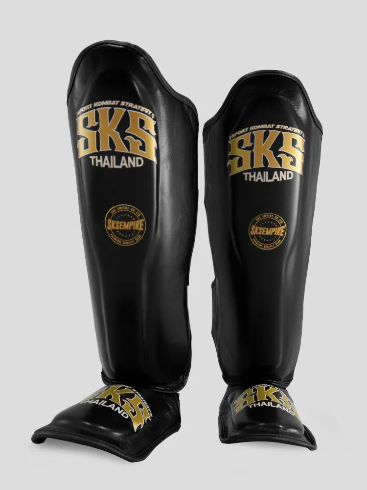 SKS Black Leather Shinguard