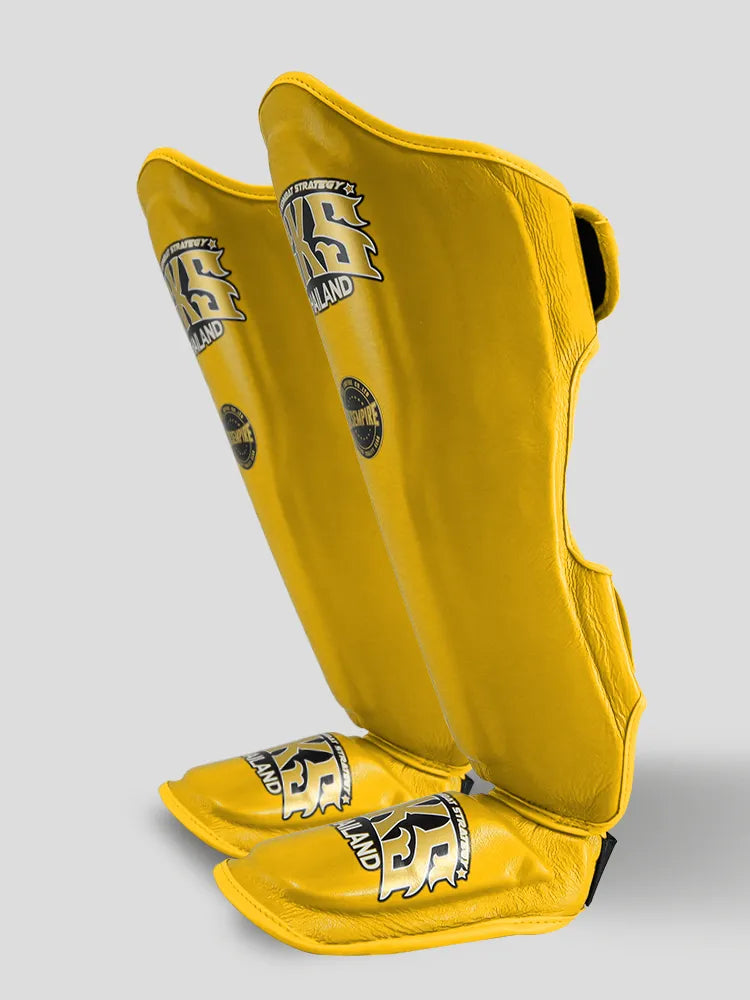 SKS Yellow Synthetic Leather Shinguard