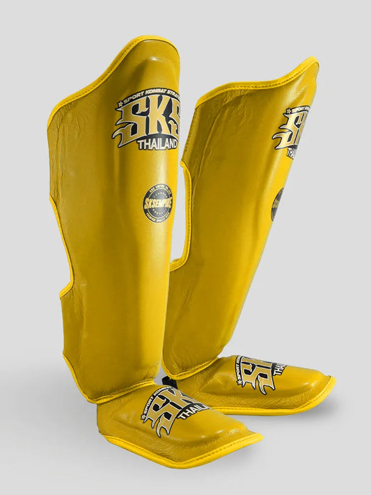 SKS Yellow Synthetic Leather Shinguard