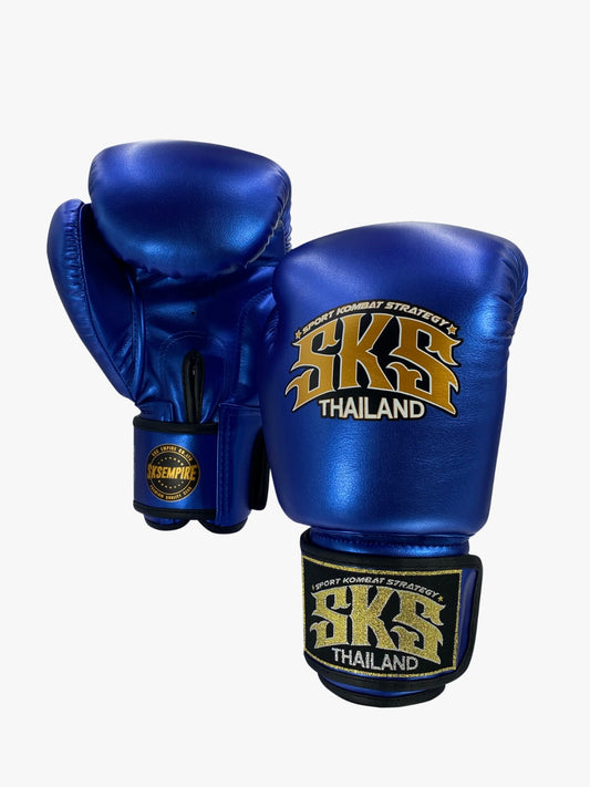 Metallic Blue Microfiber Boxing Gloves