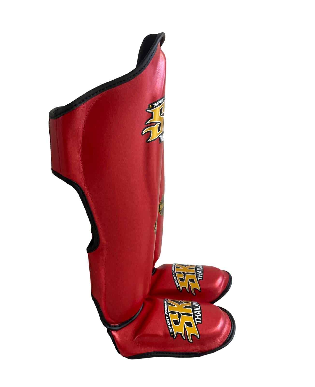 SKS Metallic Red Microfiber Shin Guards