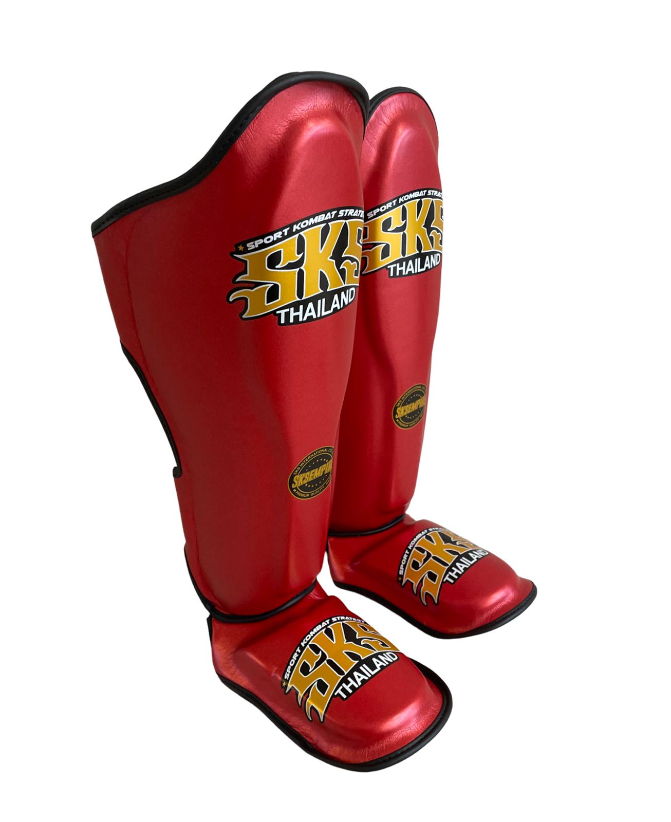 SKS Metallic Red Microfiber Shin Guards