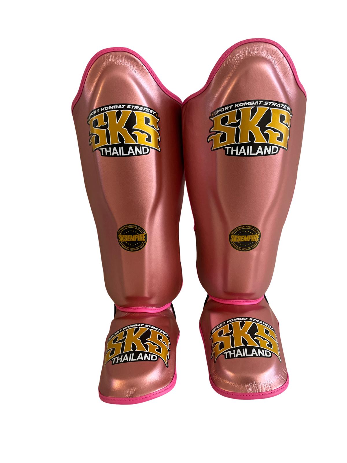 SKS Metallic Pink Microfiber Shin Pads