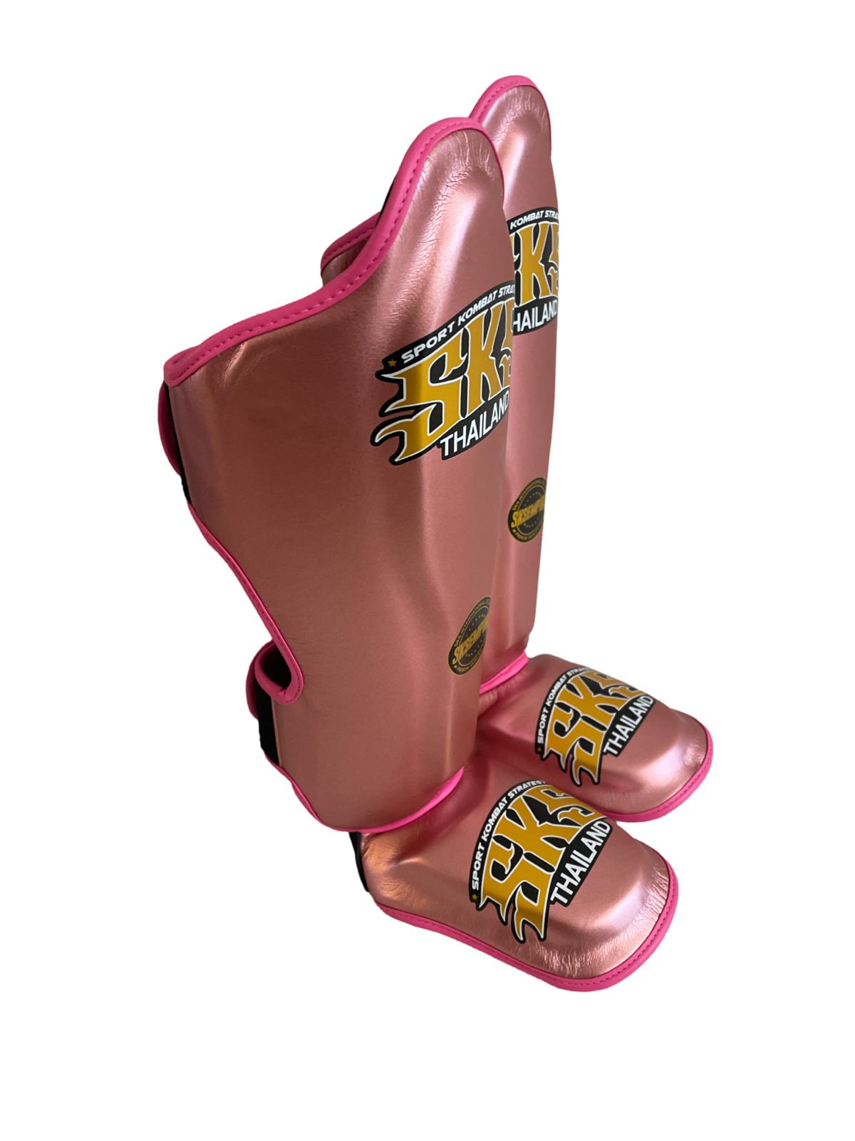 SKS Metallic Pink Microfiber Shin Pads