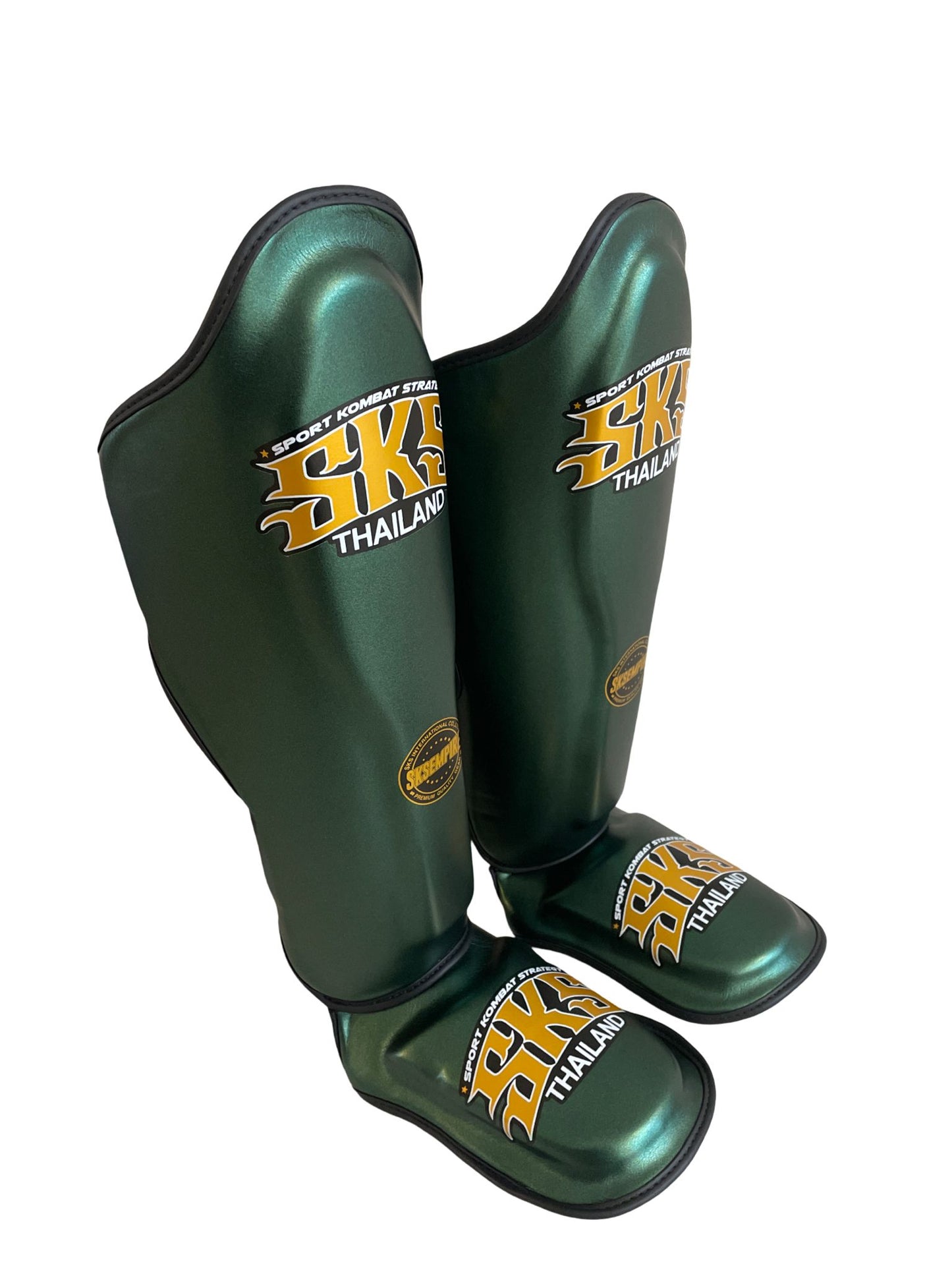 Metallic Green Microfibre Shin Guards