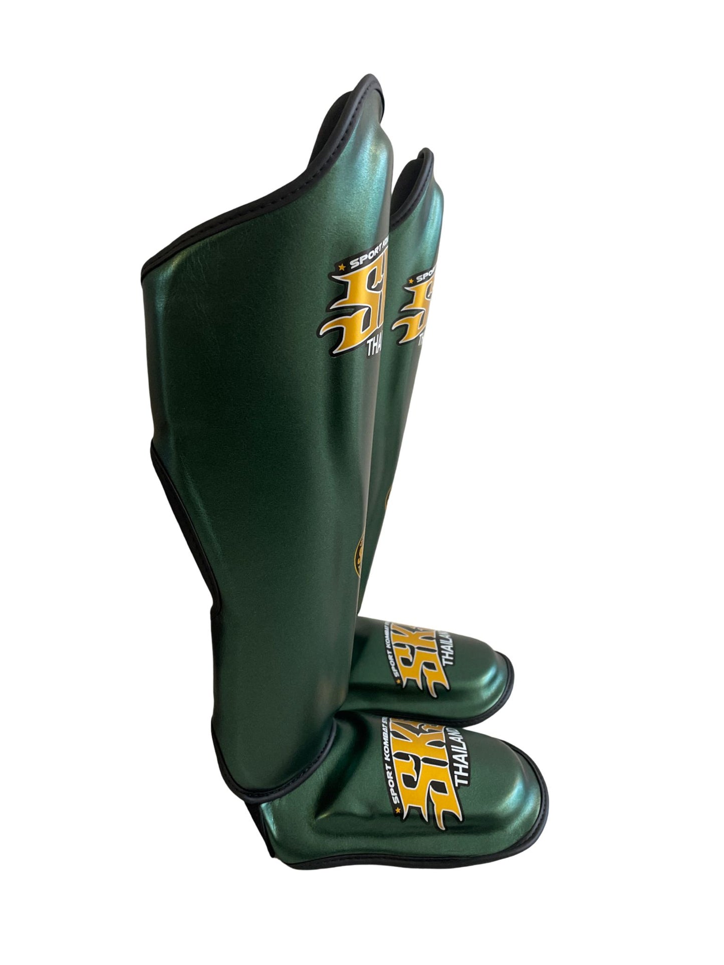 Metallic Green Microfibre Shin Guards