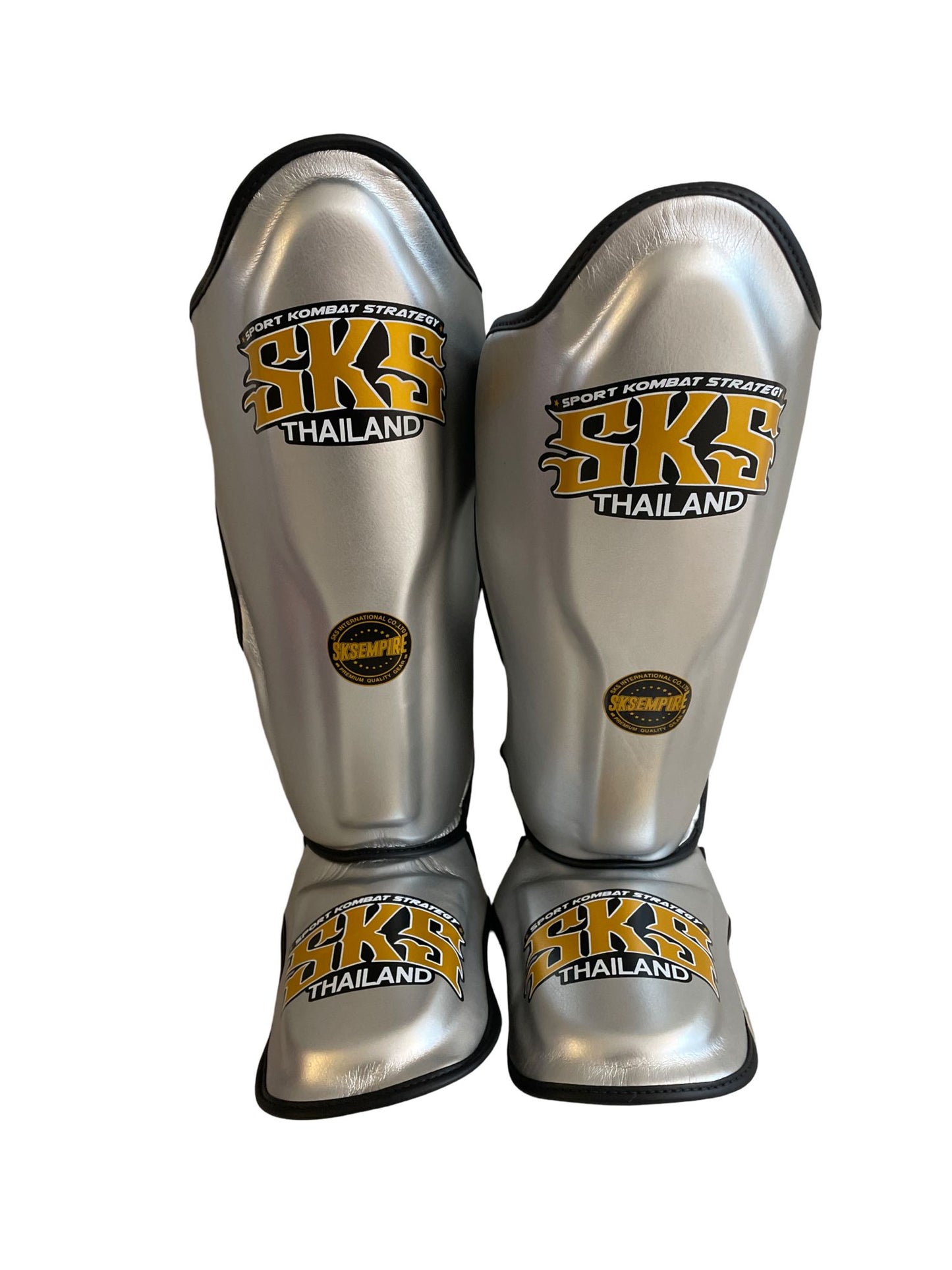 SKS Metallic Silver Microfiber Shin Pads