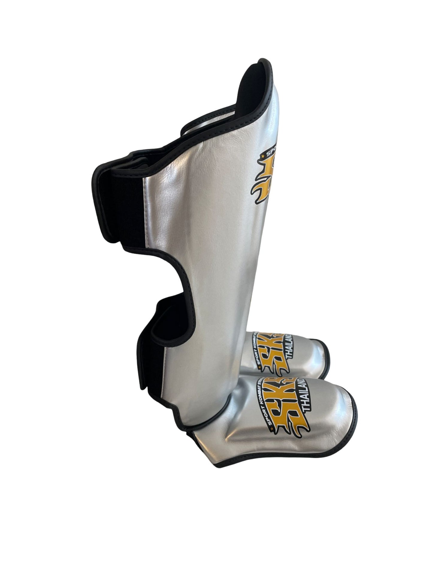 SKS Metallic Silver Microfiber Shin Pads