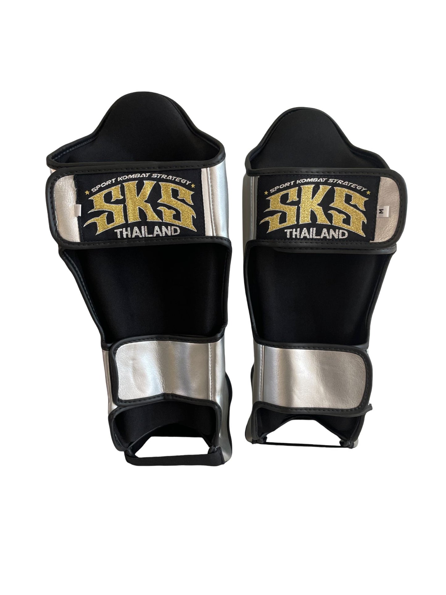 SKS Metallic Silver Microfiber Shin Pads