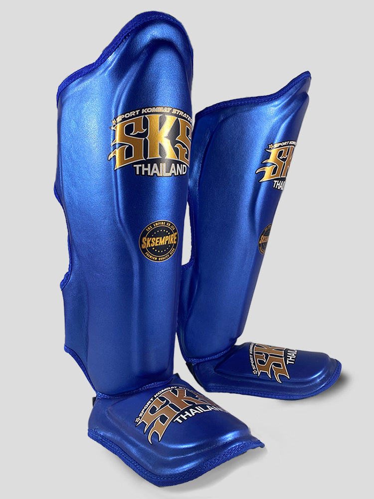 SKS Metallic Blue Microfiber Shin Guards