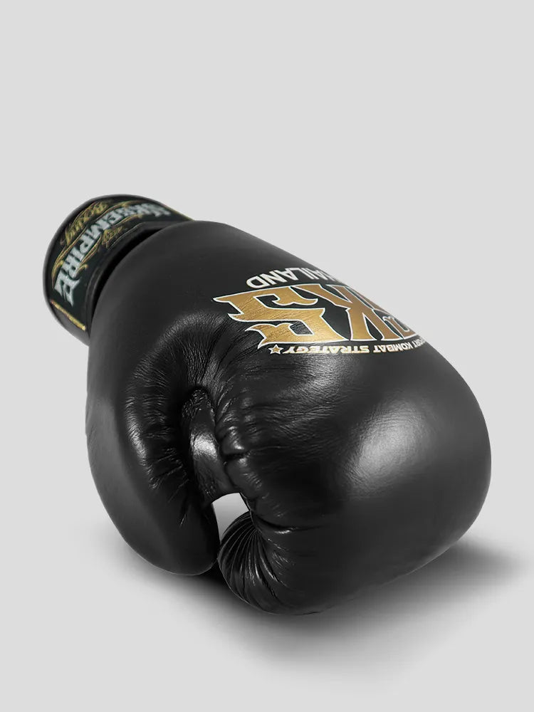 SKS Velcro Black Leather Boxing Gloves