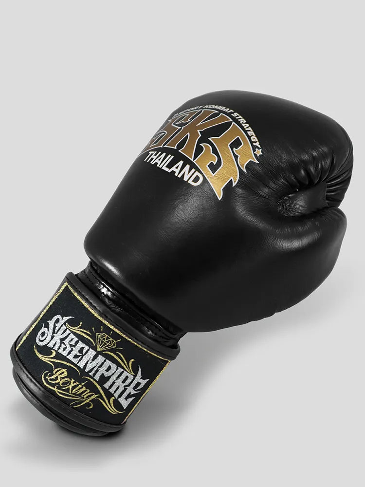 SKS Velcro Black Leather Boxing Gloves