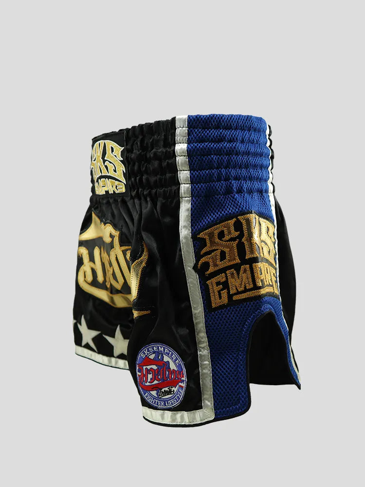 SKS Empire Muaythai fighting (black/navy blue) shorts