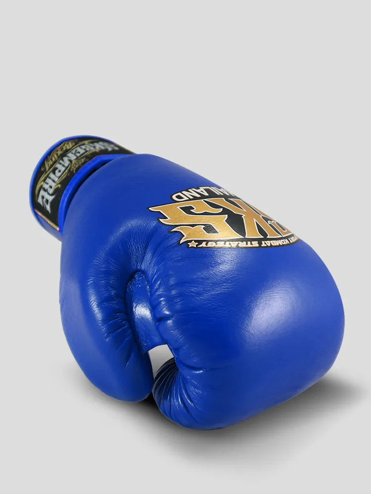 SKS Velcro Blue Leather Boxing Gloves