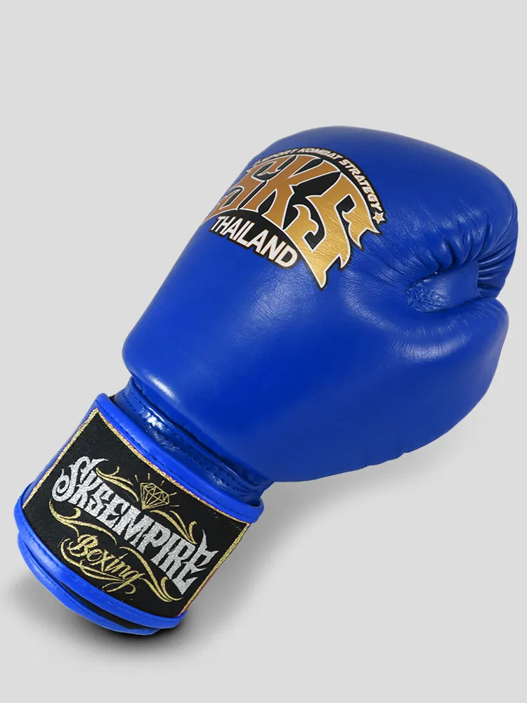 SKS Velcro Blue Leather Boxing Gloves