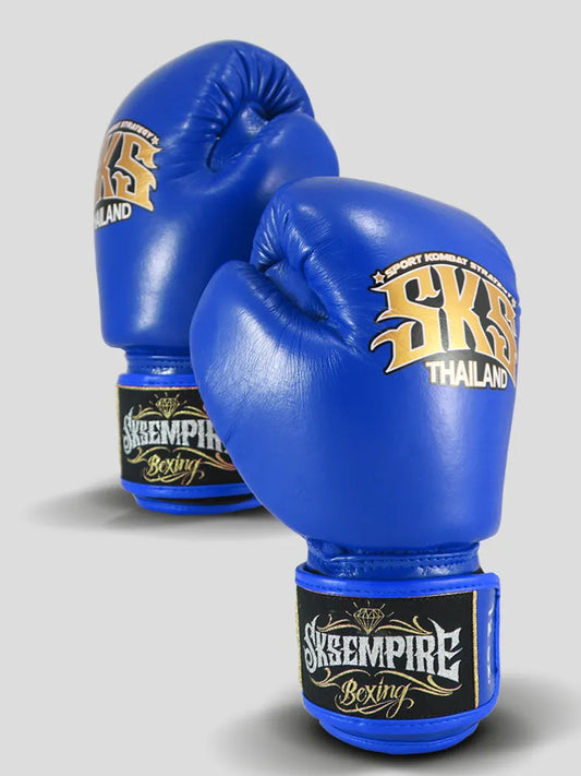 SKS Velcro Blue Leather Boxing Gloves
