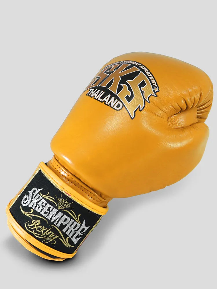 SKS Velcro Yellow Leather Boxing Gloves