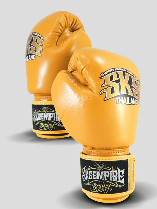 SKS Velcro Yellow Leather Boxing Gloves