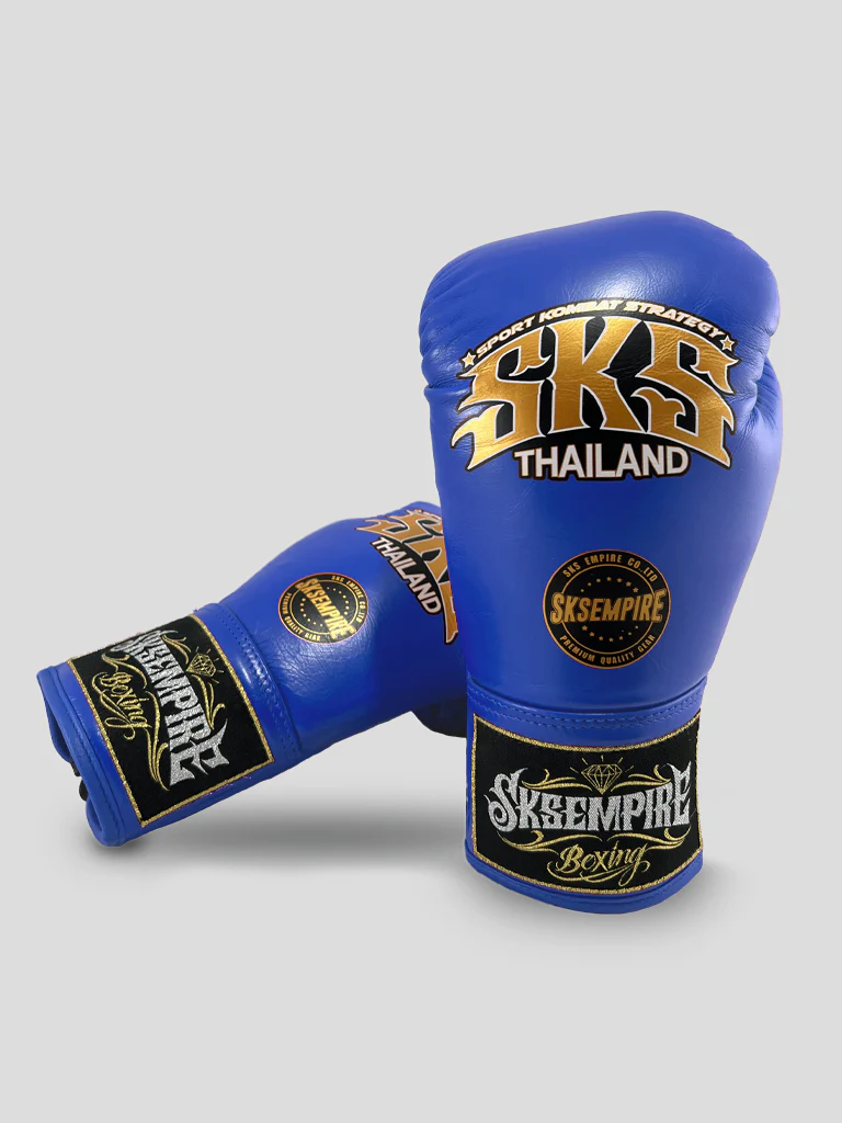 SKS Blue Lace Up Boxing Gloves