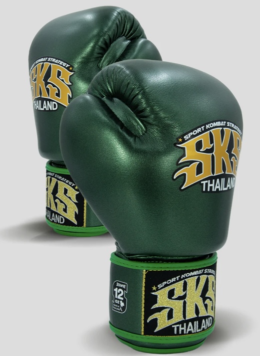 SKS Velcro Metallic Green Microfiber Boxing Gloves
