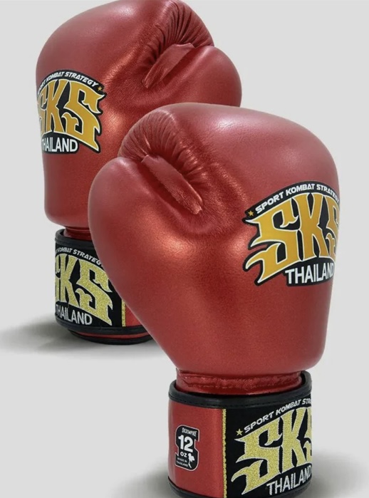 SKS Velcro Metallic Red Microfiber Boxing Gloves