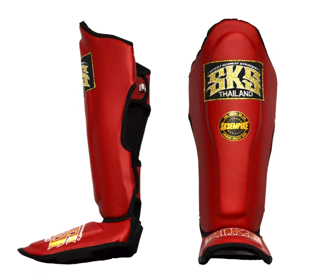 SKS Red Synthetic Leather Shinguard