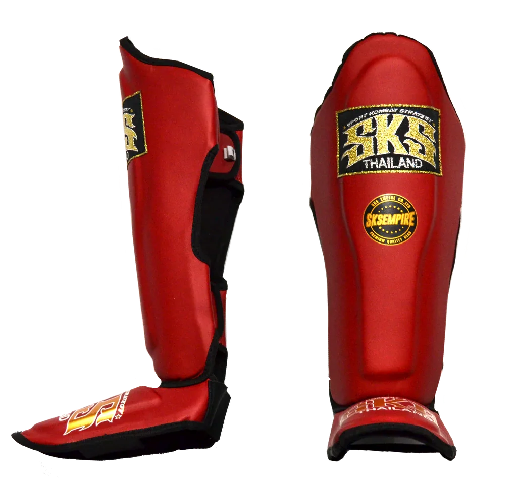 SKS Red Synthetic Leather Shinguard