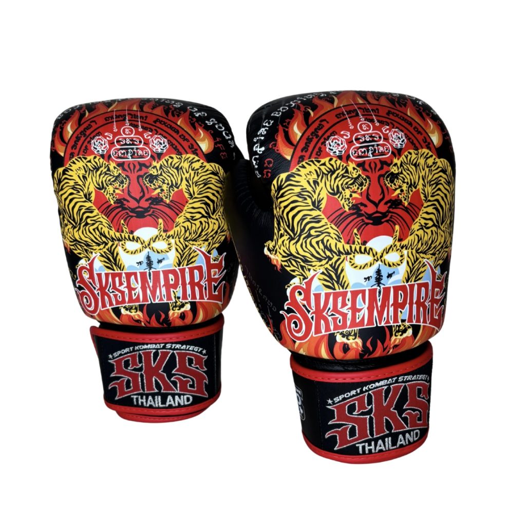 SKS Leather Inferno Tiger Velcro Boxing Gloves