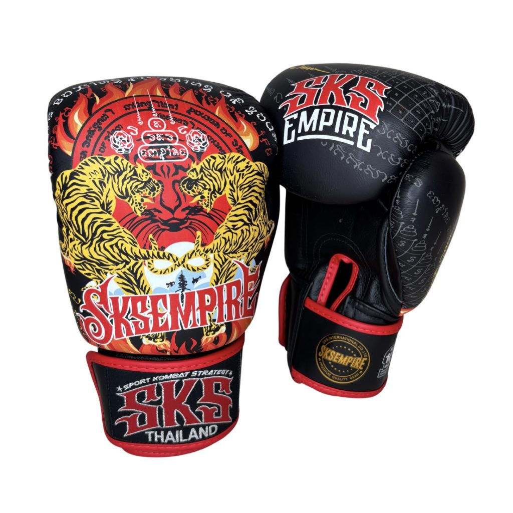 SKS Leather Inferno Tiger Velcro Boxing Gloves - Image 2