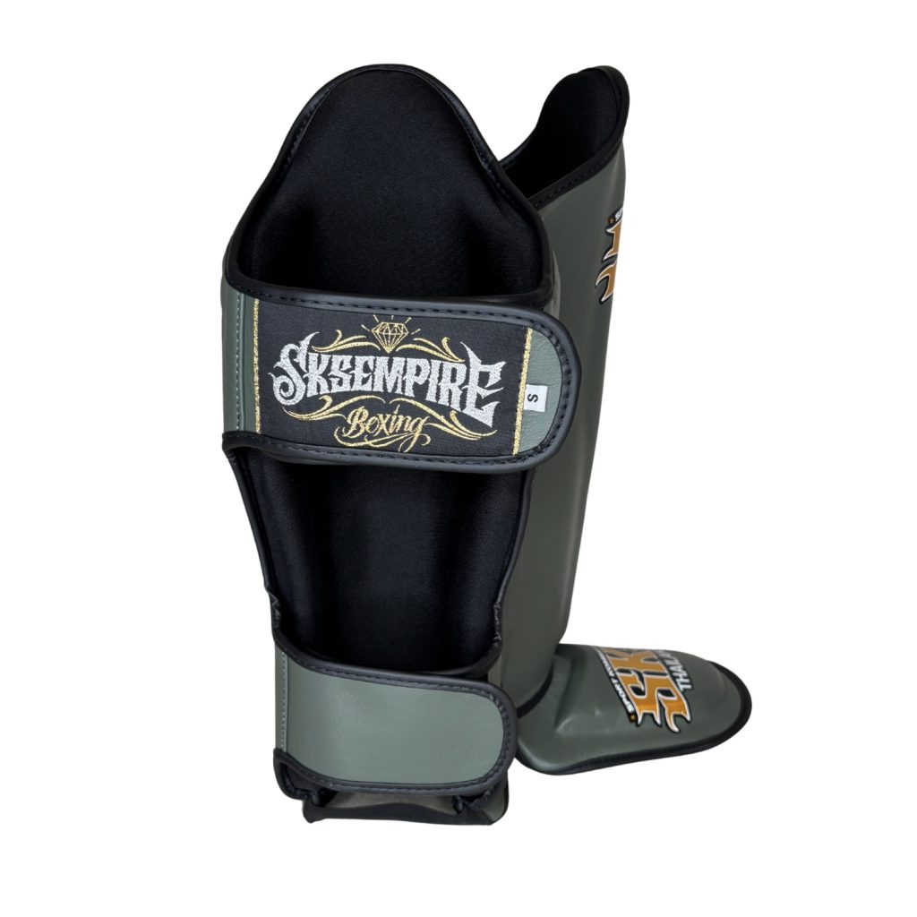 Military Green Leather Shin Guards - Image 2