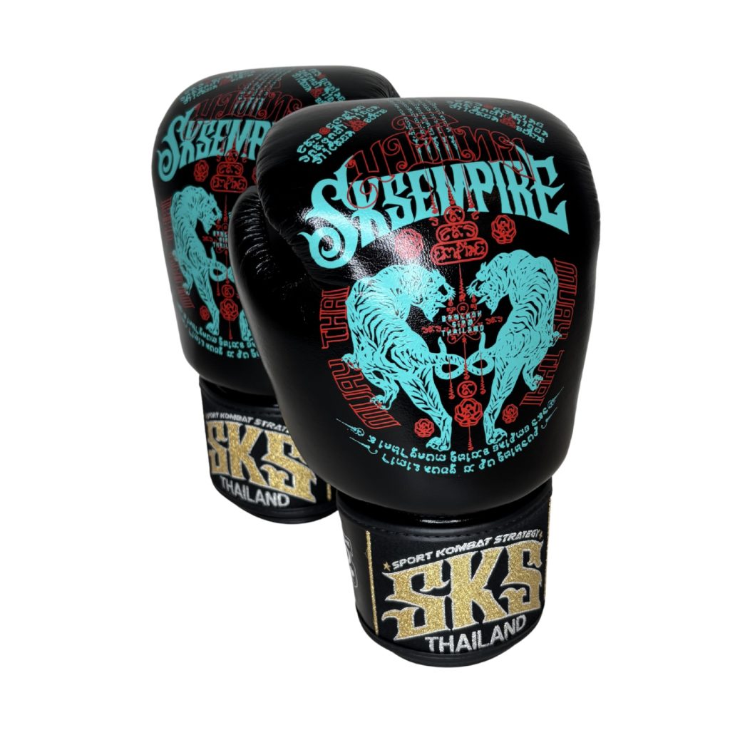 SKS Leather Tiger StickerBomb Muay Thai Gloves "Sakyant" (Black)