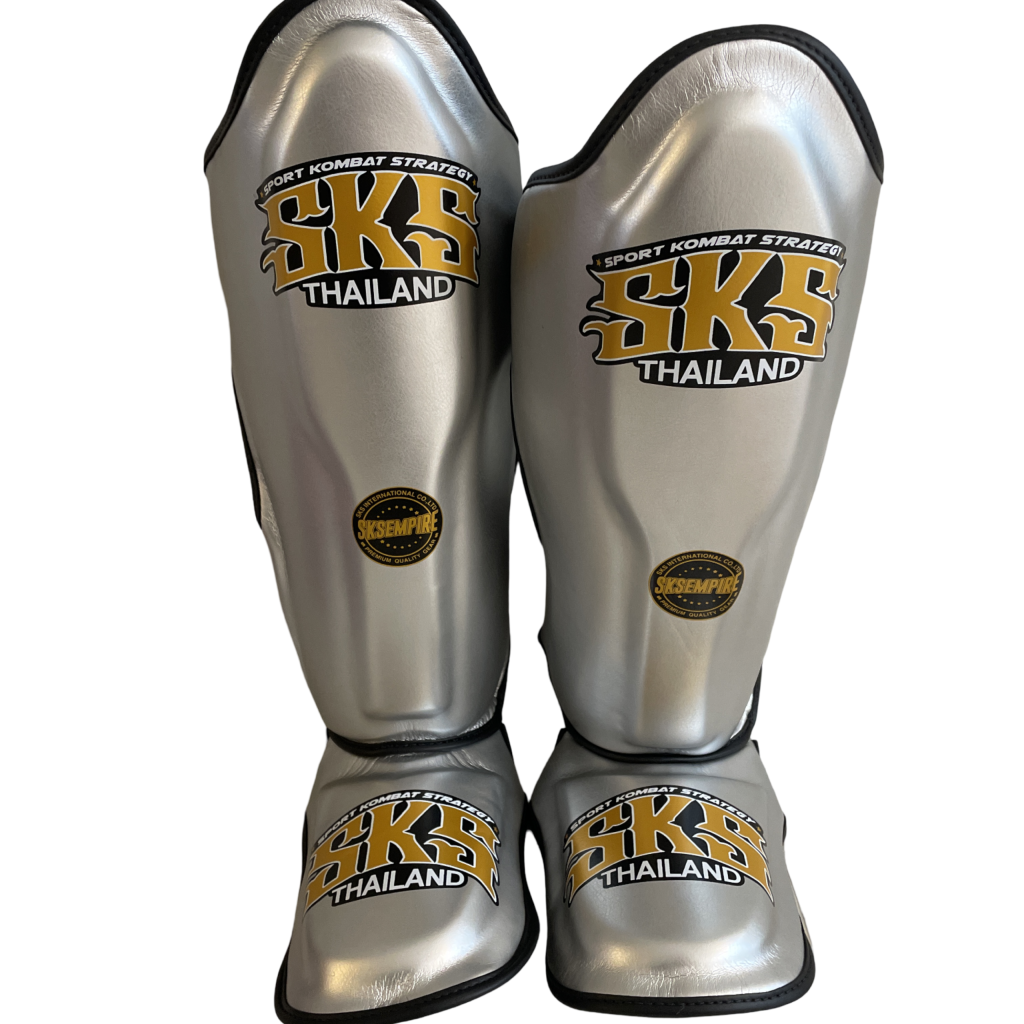 SKS Metallic Silver Microfiber Shinguard