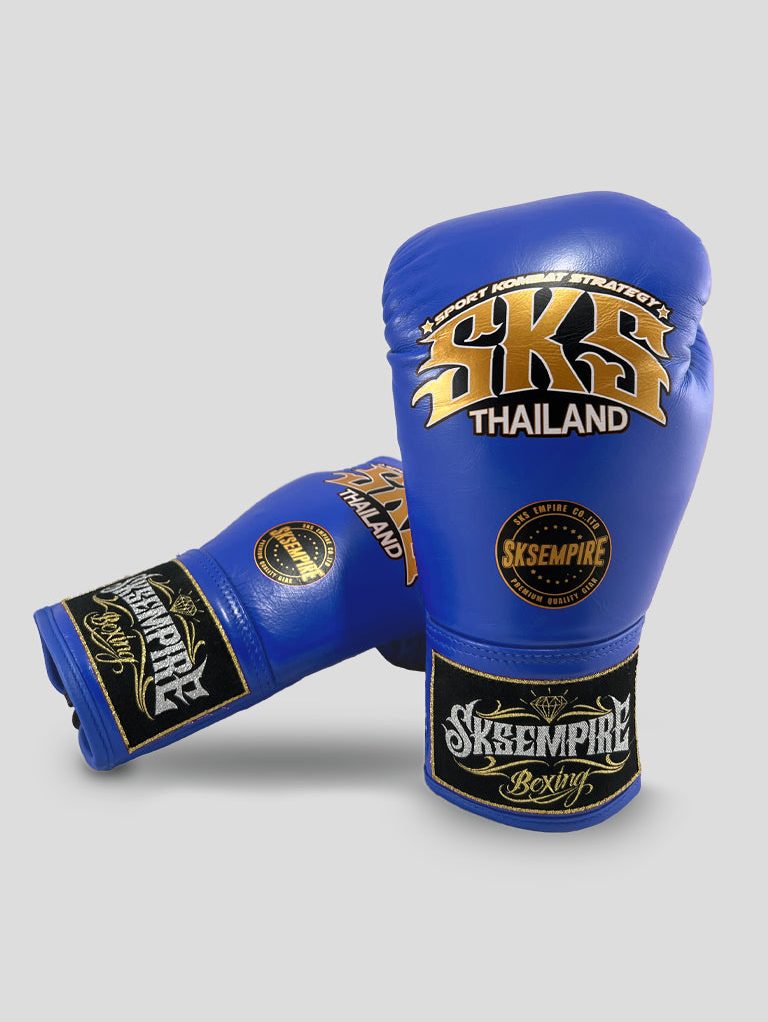 SKS Blue Lace Up Boxing Gloves