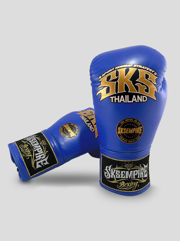 SKS Blue Lace Up Boxing Gloves