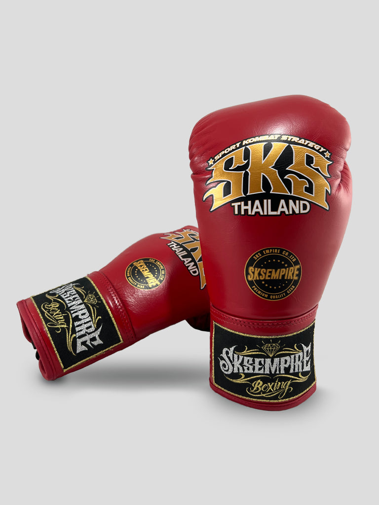 SKS Red Lace Up Boxing Gloves