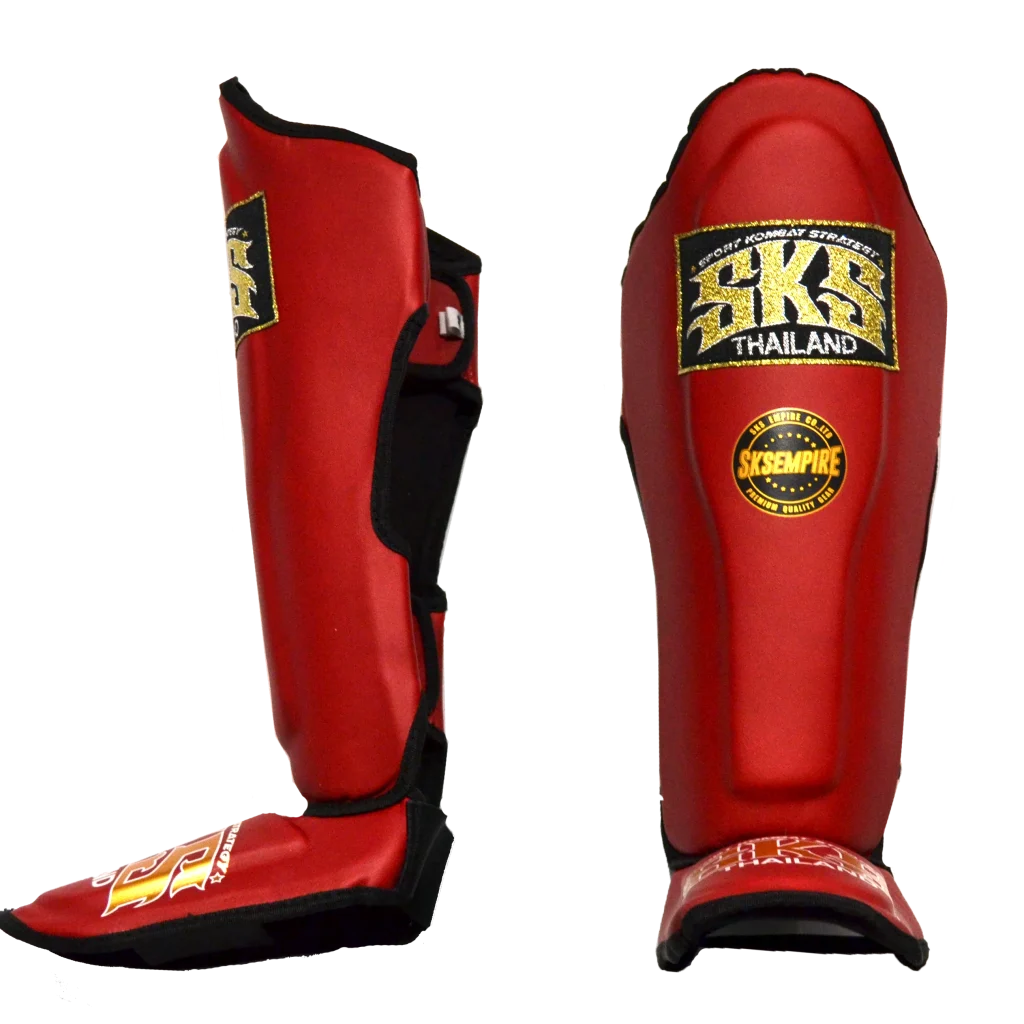 SKS Kids Red Synthetic Leather Shinguards