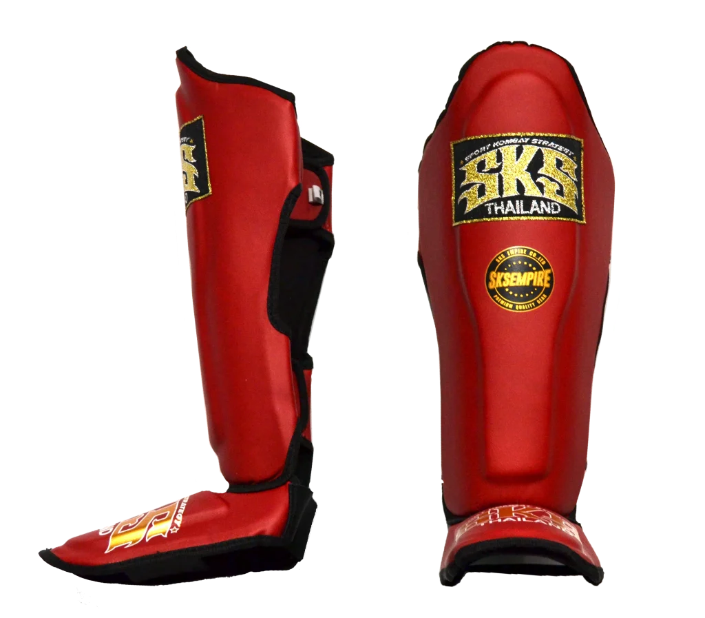 SKS Kids Red Synthetic Leather Shinguards