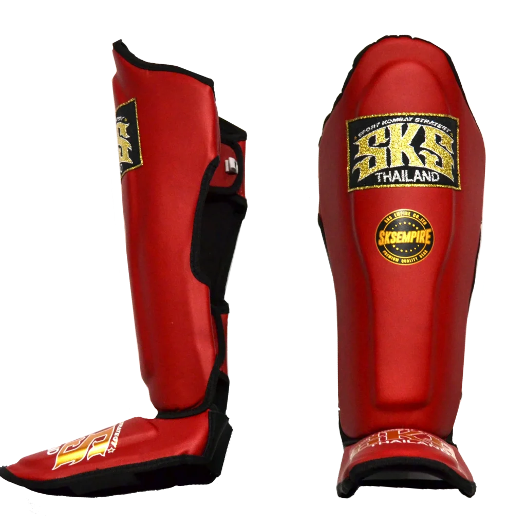 SKS Kids Red Synthetic Leather Shinguards