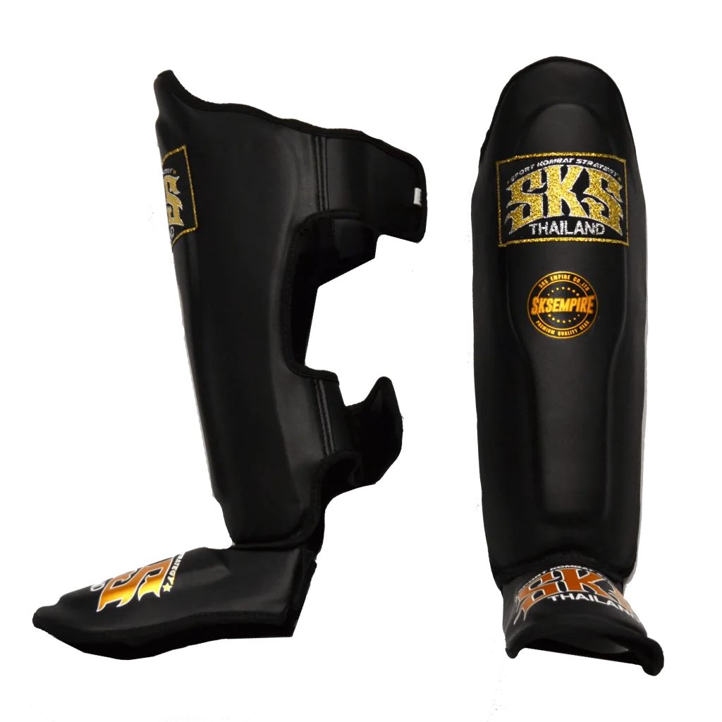 SKS Kids Black Synthetic Leather Shinguards