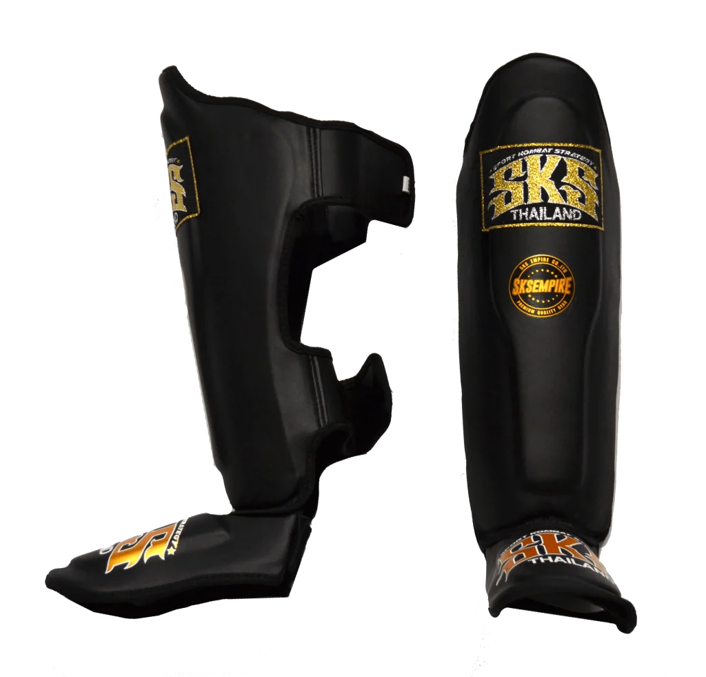 SKS Kids Black Synthetic Leather Shinguards