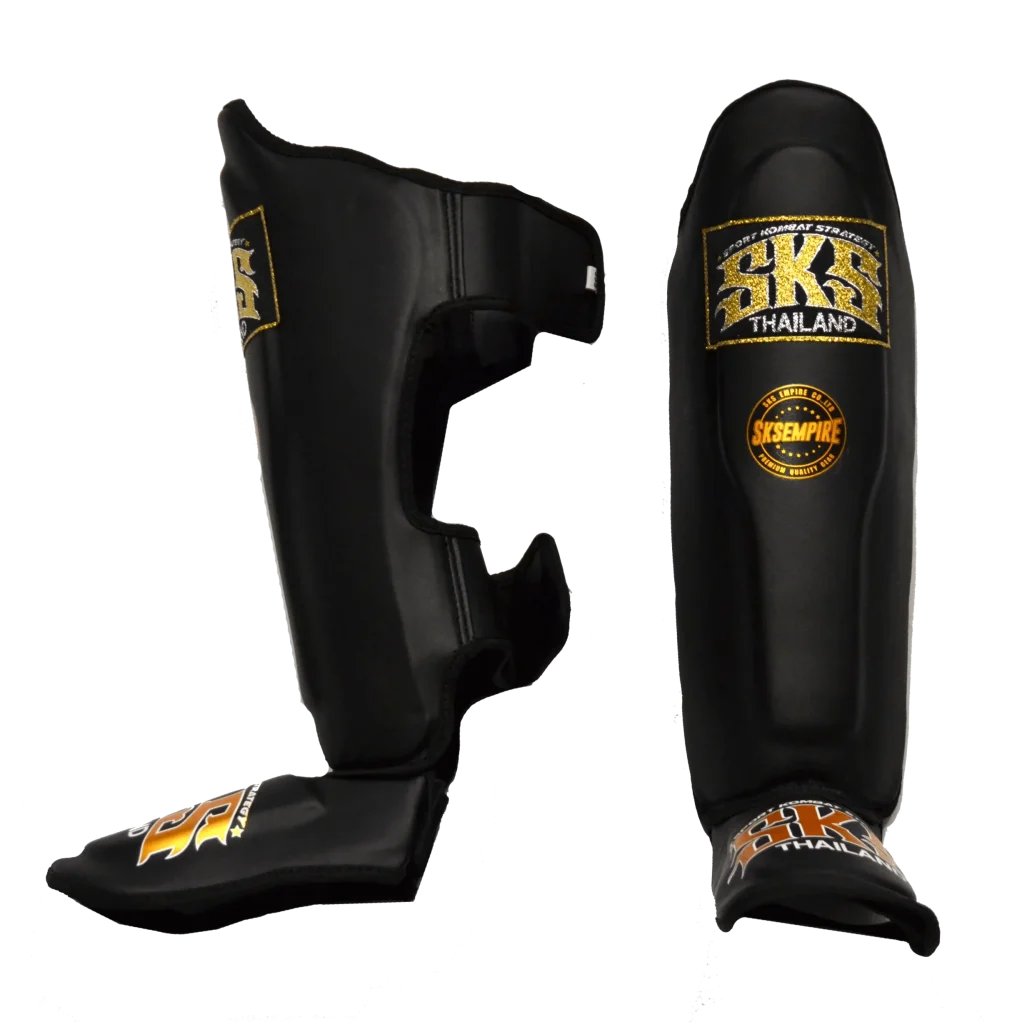 SKS Kids Black Synthetic Leather Shinguards