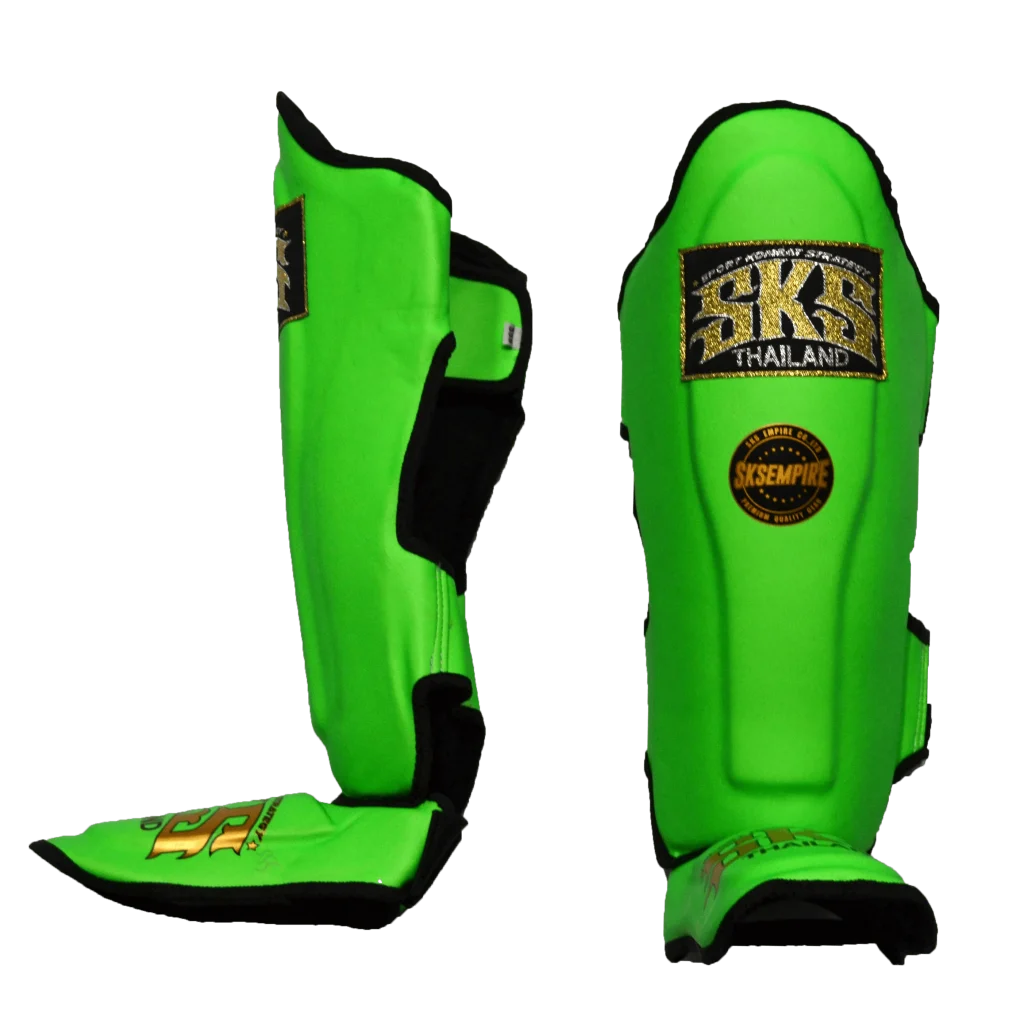 SKS Kids Green Synthetic Leather Shinguards
